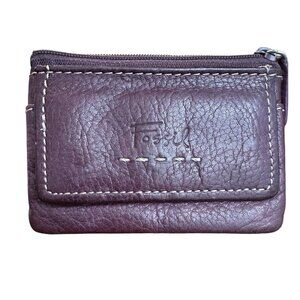 Fossil Sasha Mini Wallet Purple Pebbled Leather ID Card Holder Coin Pouch